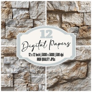 12 digitale Papiere mit verwitterter Steinoptik, Vintage-Junk-Journal-Papier, Scrapbook-Hintergründe mit rissiger Gesteinsstruktur, Papier Decoupés, JPGs, digitaler Download