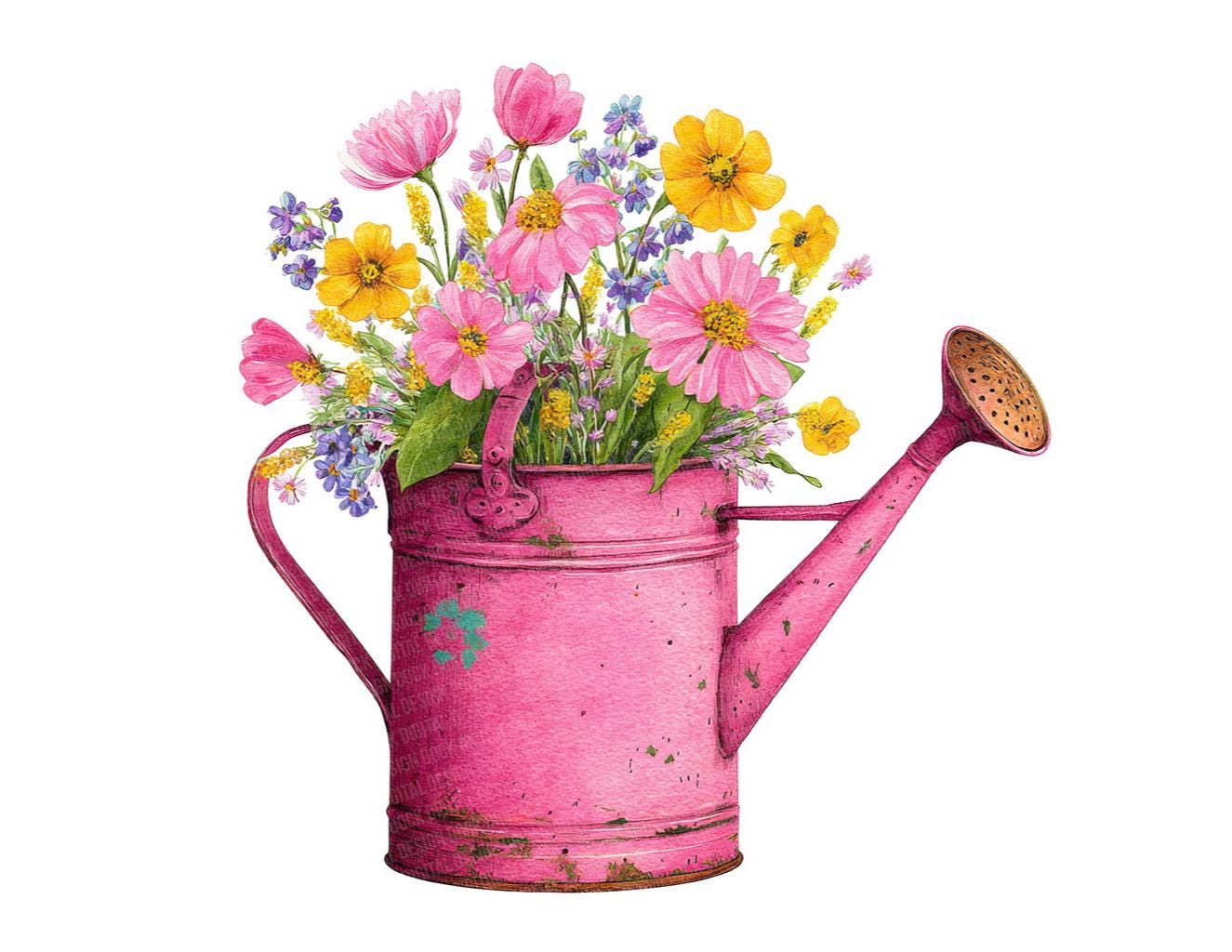 Watering Can With Flowers PNG Clipart, 12x Floral Garden Clip Art Set ...