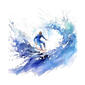 Surfistas pegando ondas Clipart, 12 JPGs, Surf Wave Clip Art, Imagem para impressão, Ilustração, Arte de parede, Download digital, Diários de lixo, Gráficos