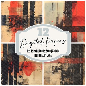 12x Sepia Tape Junk Journal Papier Grunge Stempel Digitales Papier Pack Hochwertige JPGs Distressed Texture Scrapbook Papier Download