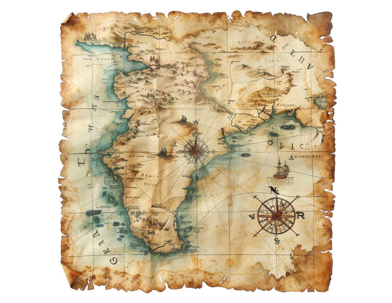 Mapa pirata antiguo decorativo
