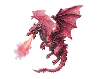 赤いドラゴンのPNGクリップアート、火を吹くドラゴン12匹、印刷可能な