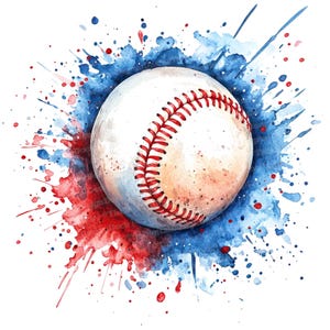 12 Clipart acquerello di baseball, arte di palla da baseball sportiva, clipart stampabile, JPG di alta qualità, download digitale, lavori di carta, diari spazzatura