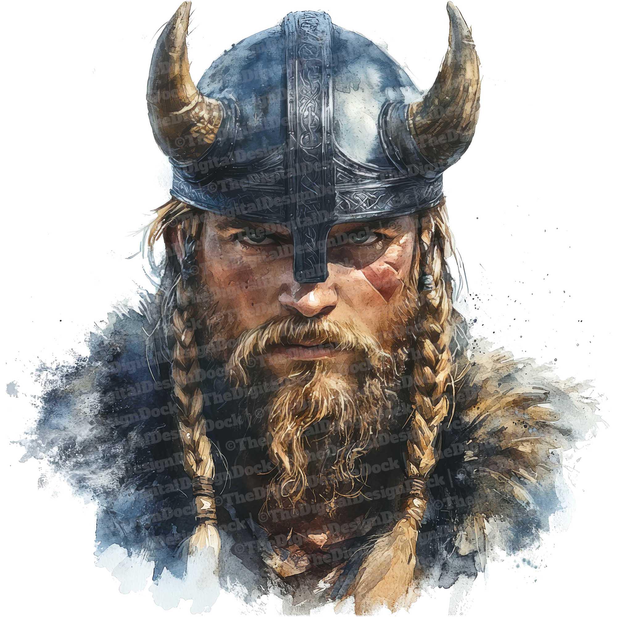 12x Viking Clipart, Watercolor Norse Warriors Art, High Quality