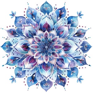 Clipart Mandala floreale, 12 JPG, Clipart motivo floreale, Clipart acquerello stampabile, Artigianato di carta, Arte murale, Download digitale, Diari spazzatura