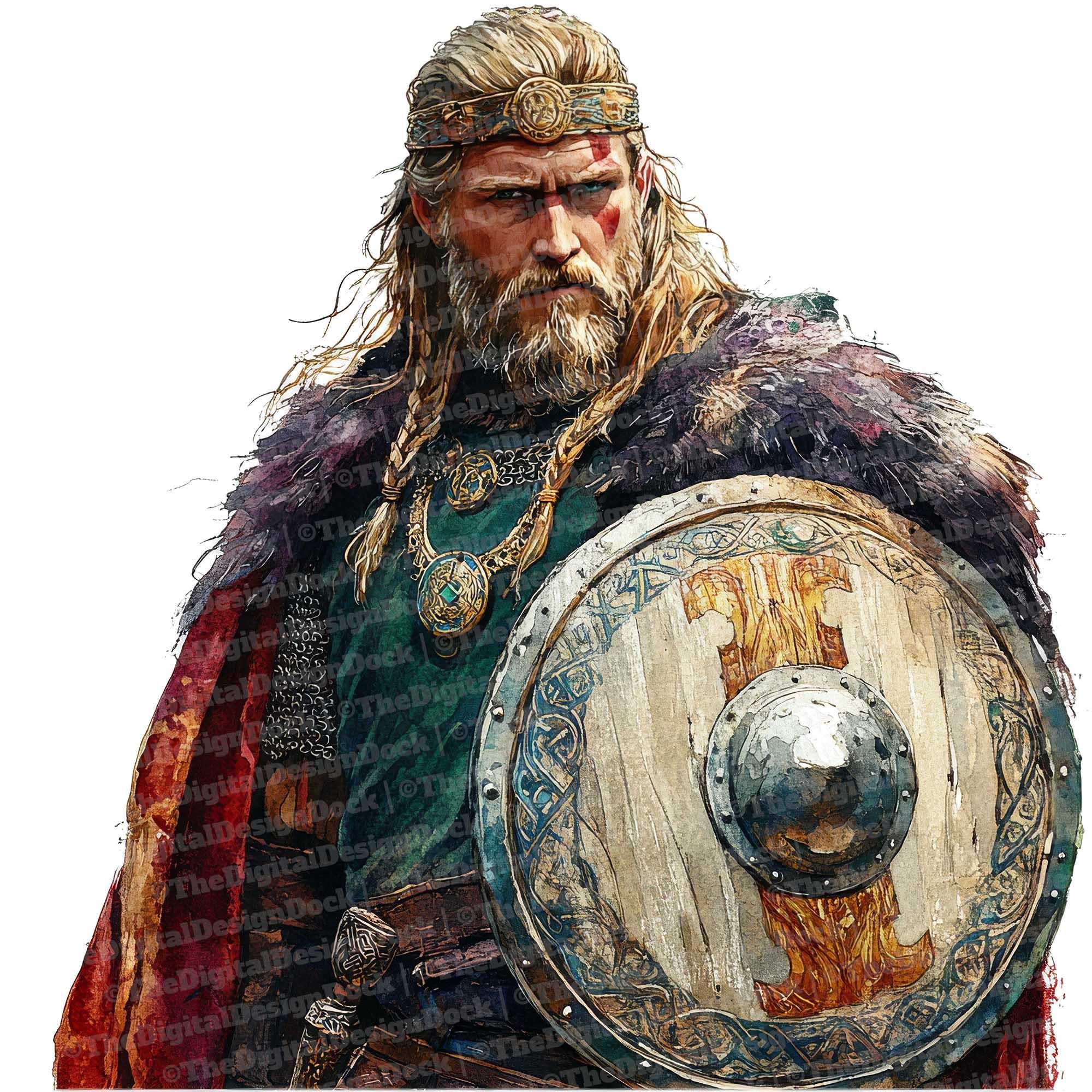 12x Viking Clipart, Watercolor Norse Warriors Art, High Quality