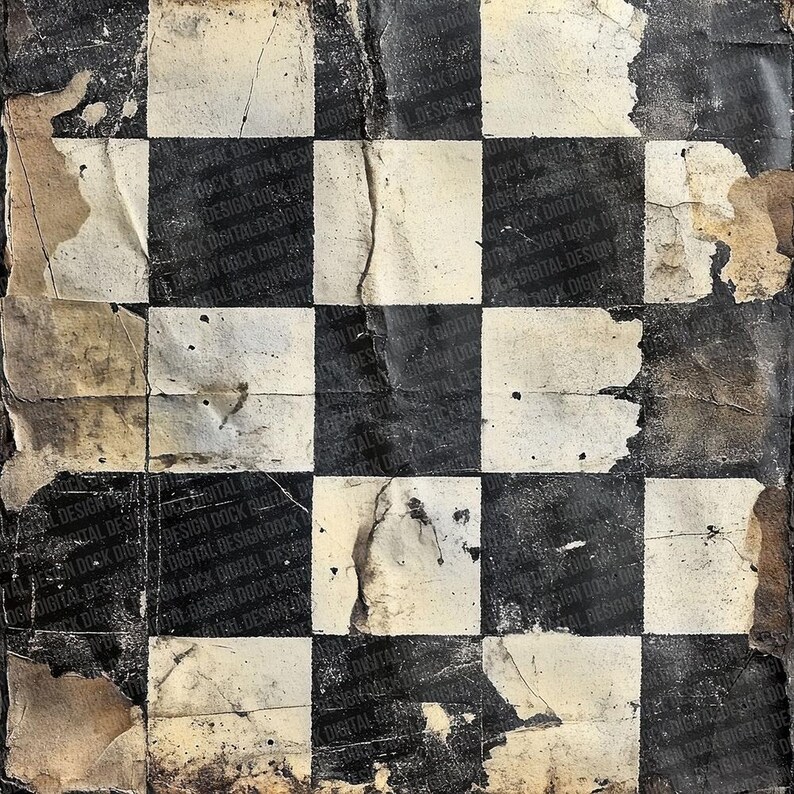 12 Distressed Digital Paper Checkerboard Junk Journal Paper Aged Grunge ...