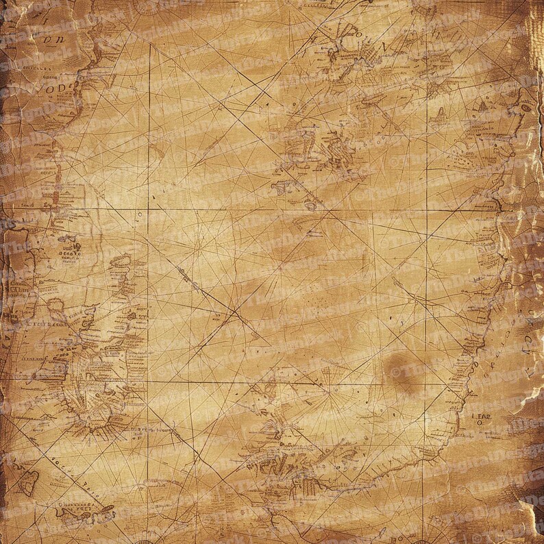 12x Vintage Map Junk Journal Paper, Antique Navigation Digital Paper