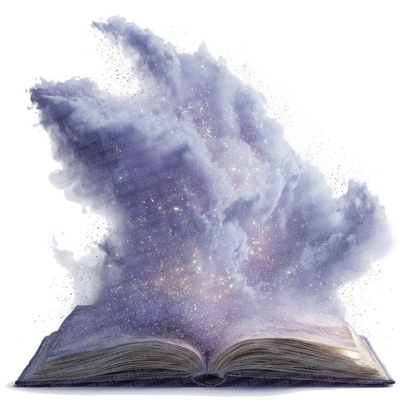 Magic Book PNG Clipart, 12x Watercolor Book with Smoke and Stars Clip Art Set, Printable Download, Transparent Background PNG, Fantasy Art