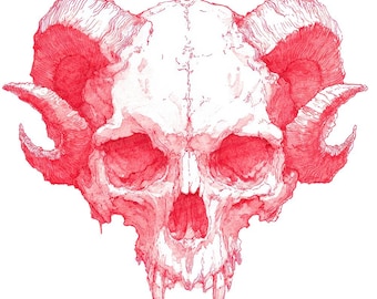 Halloween Demon Skull PNG Clipart, 12x Gothic Horned Skulls Clip Art Set, Printable Watercolor Clipart, Digital Download, Transparent PNG