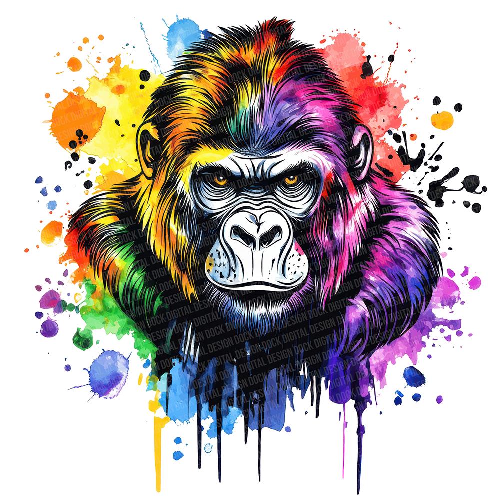 Colorful gorilla art - Etsy 日本