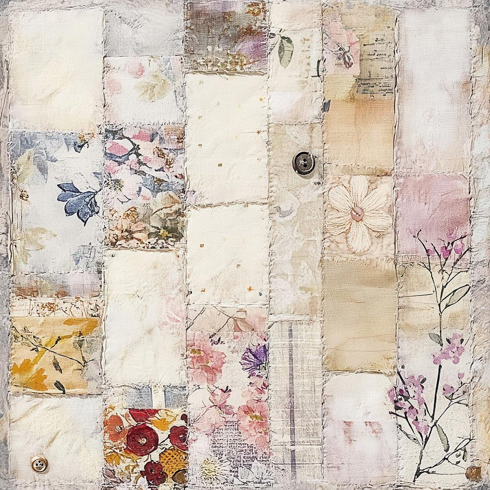12x Vintage Patchwork Junk Journal Paper, Shabby Chic Digital Paper ...