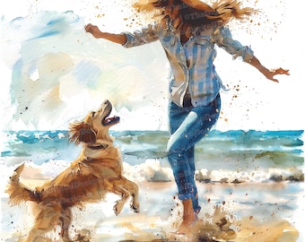 犬と女性のアートプリント il_340x270.6082108468_nq3t.jpg
