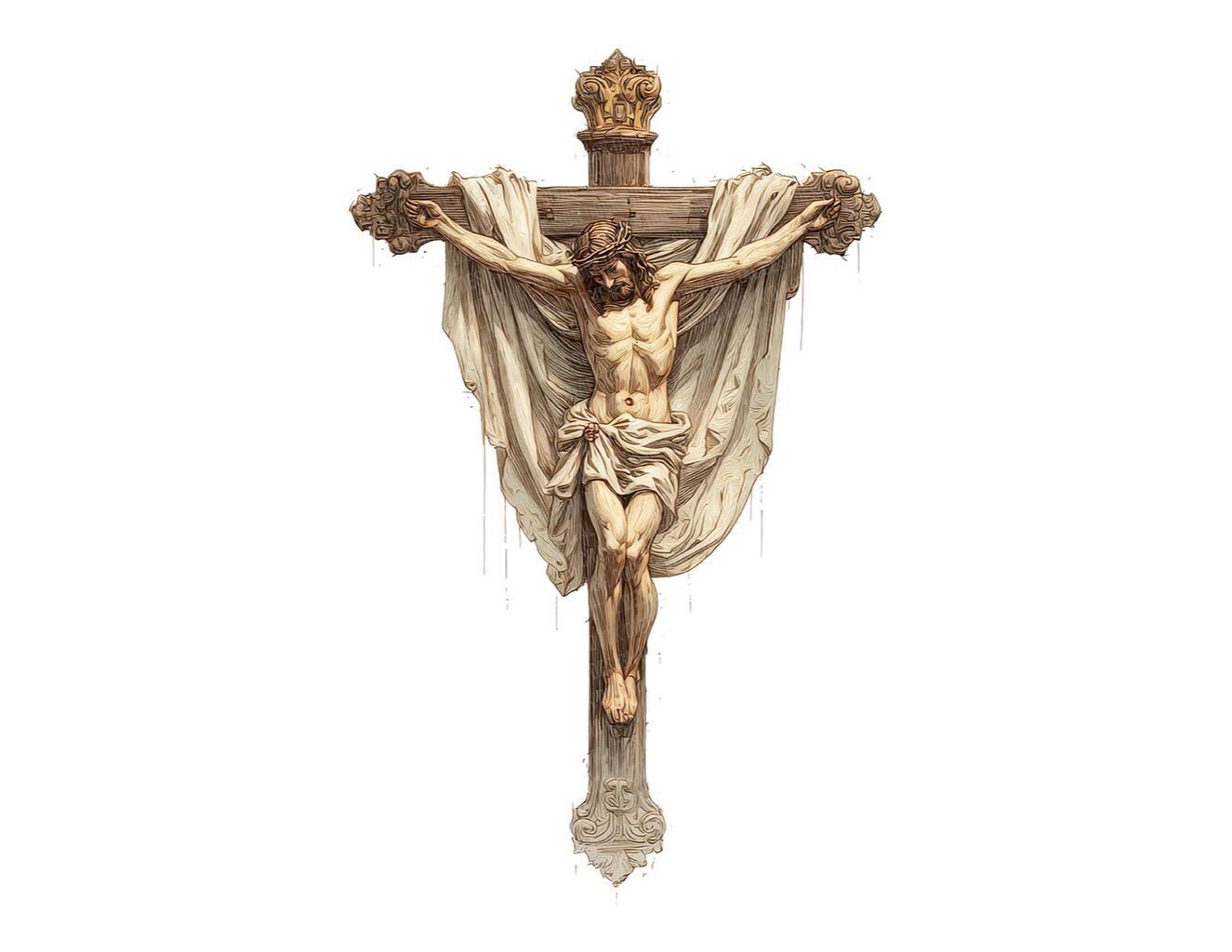 12x Jesus Cross PNG Clipart, Draped Crucifix Clip Art, Printable ...