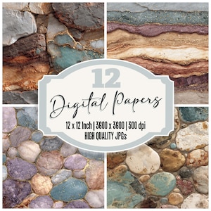 12x River Limon Junk Journal Paper Texture galets Paquet de papier numérique JPG de haute qualité Couches d'oxyde Arrière-plans de scrapbooking imprimables