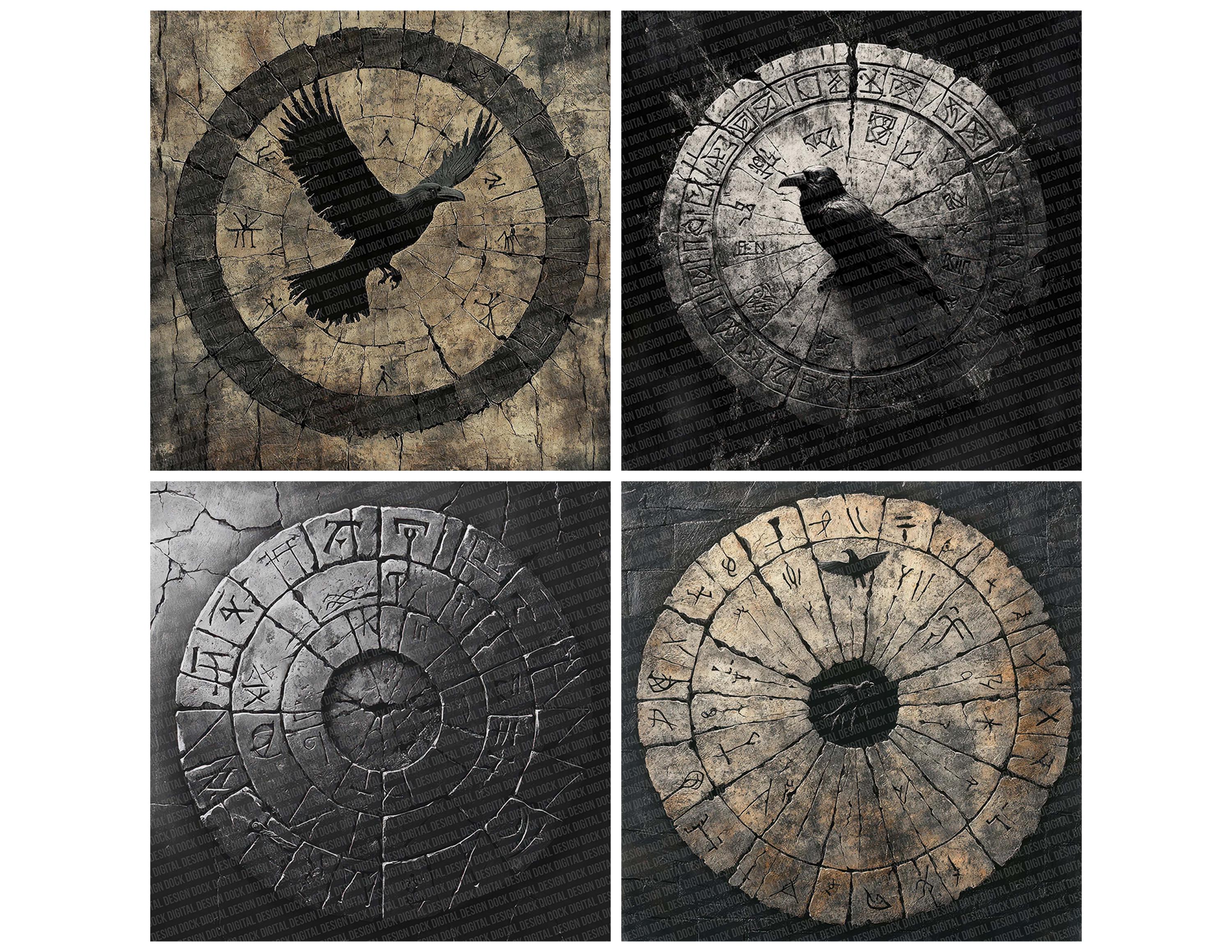 12x Norse Rune Granite Junk Journal Paper Ancient Rune Circle and ...