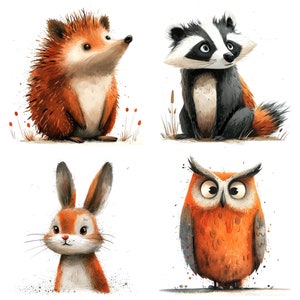12 x Illustrations d'animaux des bois mignons Clipart JPG numérique Clip Art Bundle téléchargements fichier jpeg T-Shirt dessins utilisation commerciale fabrication de cartes