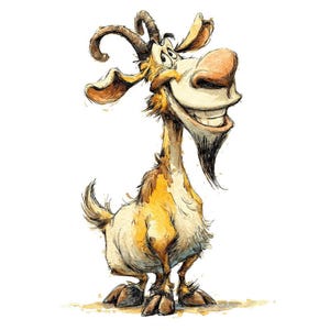 Goat PNG Art, 12x Funny Farm Animal Clipart Set, Printable Watercolor Goat Clip Art, Digital Download, Transparent Background, JPG Files