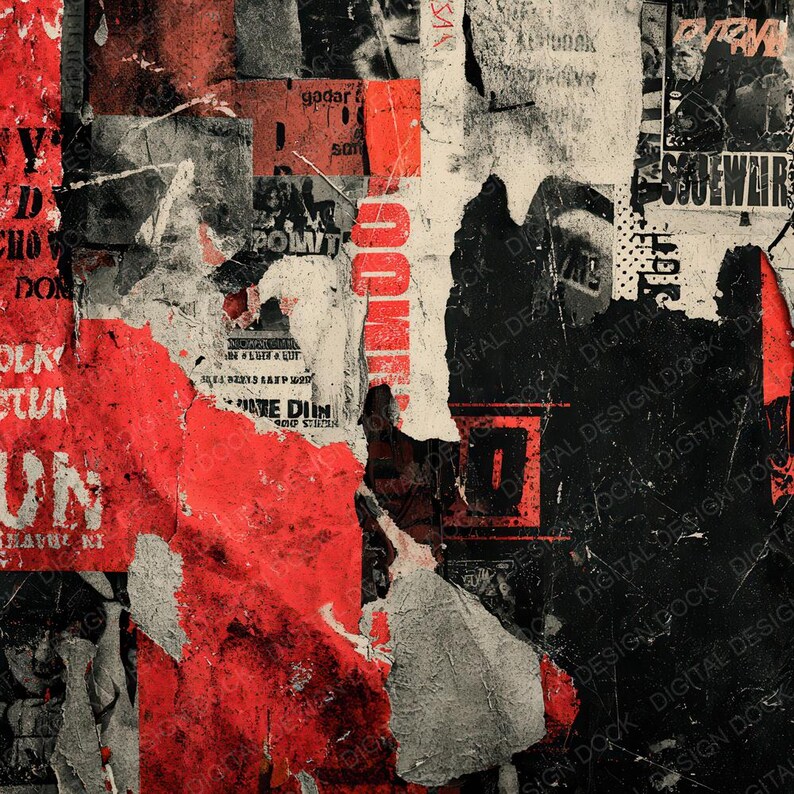 Punk Paper Rip 12x Punk Poster Rip Wall Junk Journal Paper Distressed Street Poster ...