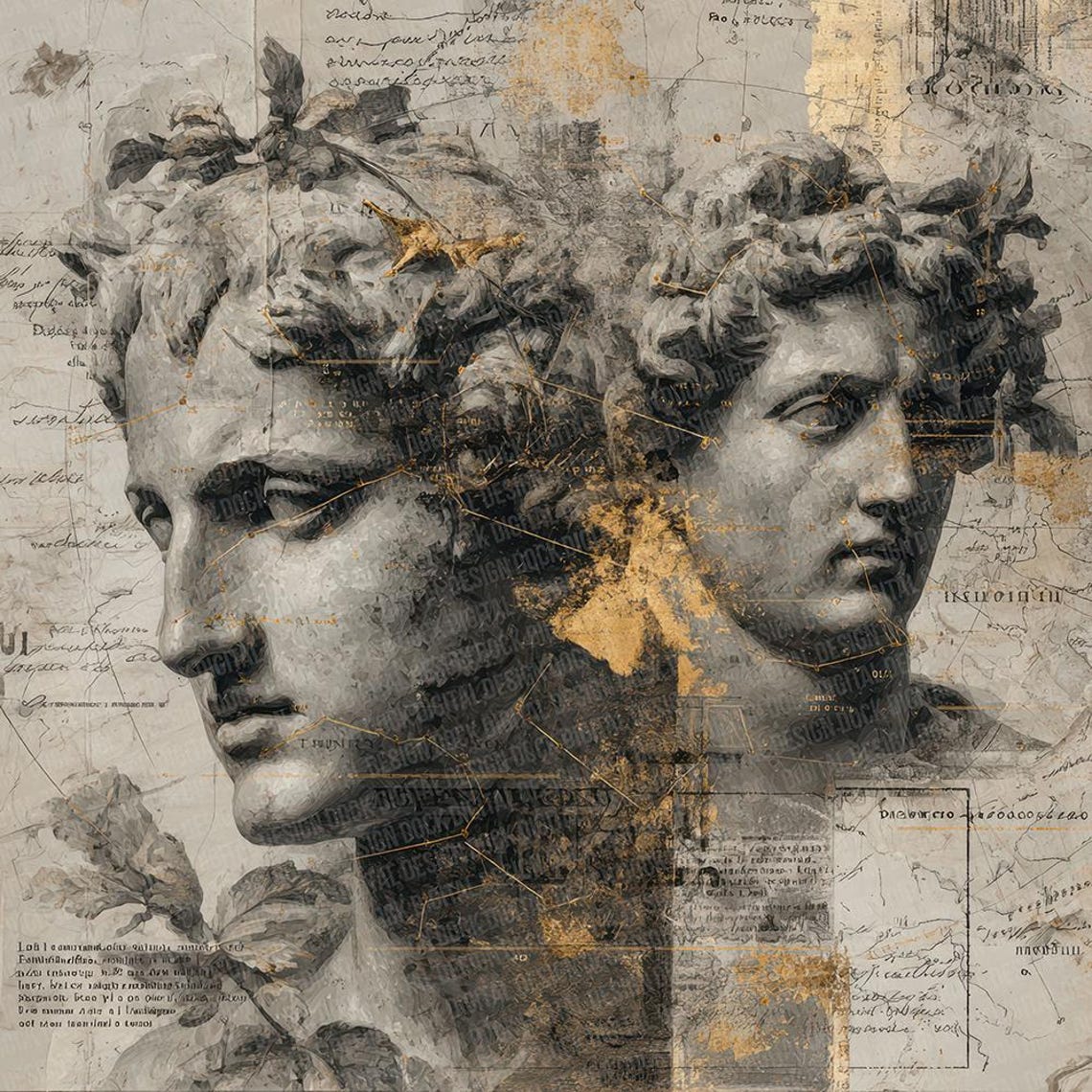 Paper Mythic 12 Mythic Marble Digital Paper Pack Junk Journal Paper Classical Statue ...