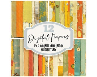 12x Vintage Thread Junk Journal Paper Fabric Collage Digital Paper Pack Scrapbook Paper Printable Textured Backgrounds High Quality JPGs