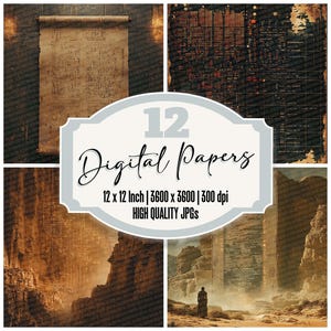 12x Monolith Terminal Glyphs Junk Journal Paper Pacote de papel digital Sci Fi UI Fundos de código antigo JPGs de alta qualidade Papel para scrapbook