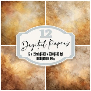 12x Dusty Gold Fade Junk Journal Paper Textured Backgrounds Digital Paper Ephemera Scrapbook Paper Digital Download