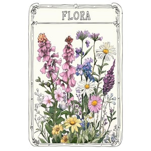 Clipart PNG di cartoline vintage con flora, set di 12 clipart di tarocchi botanici, PNG di piante acquerellabili stampabili, download digitale, diario di spazzatura spirituale