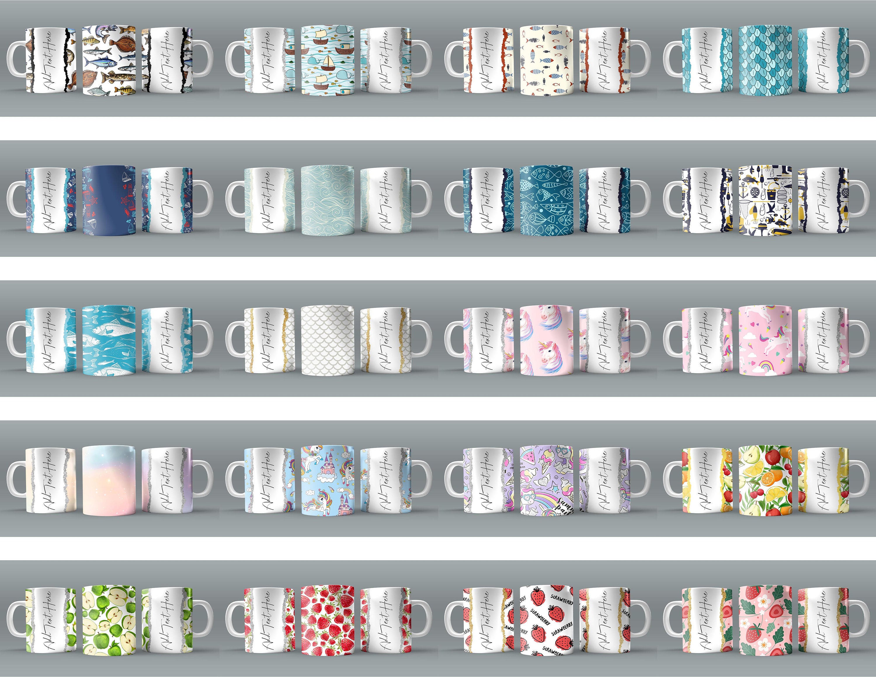 180x Pattern PNG Mug Wraps for 11oz 15oz Sublimation Mug Bulk Bundle ...