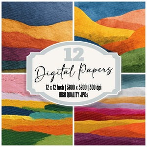 Paquete de 12 papeles digitales para diario de basura de campo de color con textura de grano horizontal, archivos JPG de alta calidad, papel para álbum de recortes, descarga digital