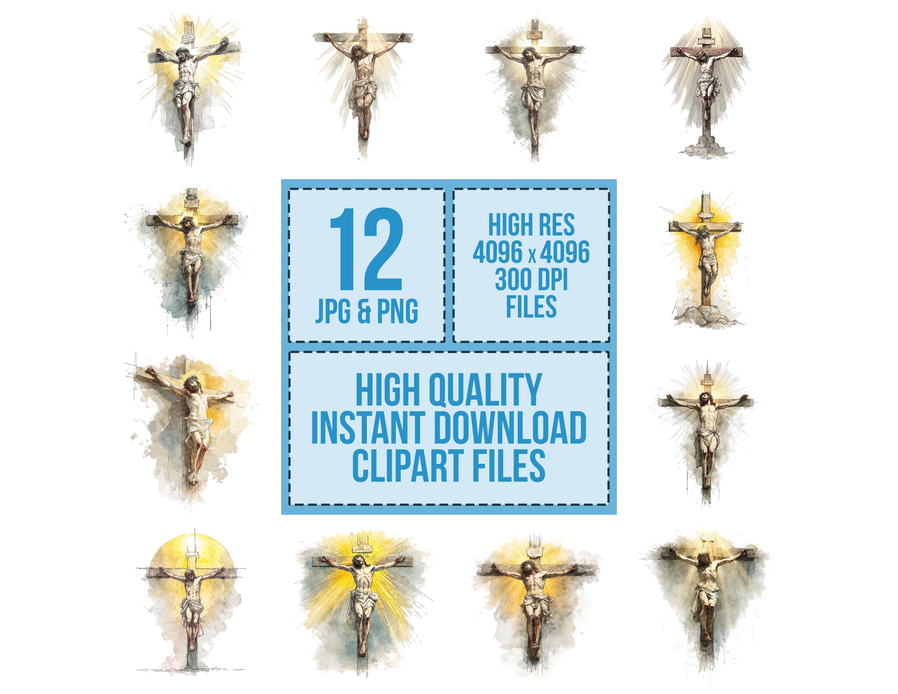 12x Radiant Jesus PNG Clipart, Crucifixion Cross Light Clip Art ...