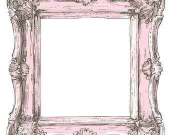 Pink Ornate Frame PNG Clip Art, 12x Vintage Picture Frame Clipart PNG Set, Printable Watercolor Clip Art, Paper Crafts, PNG Digital Download
