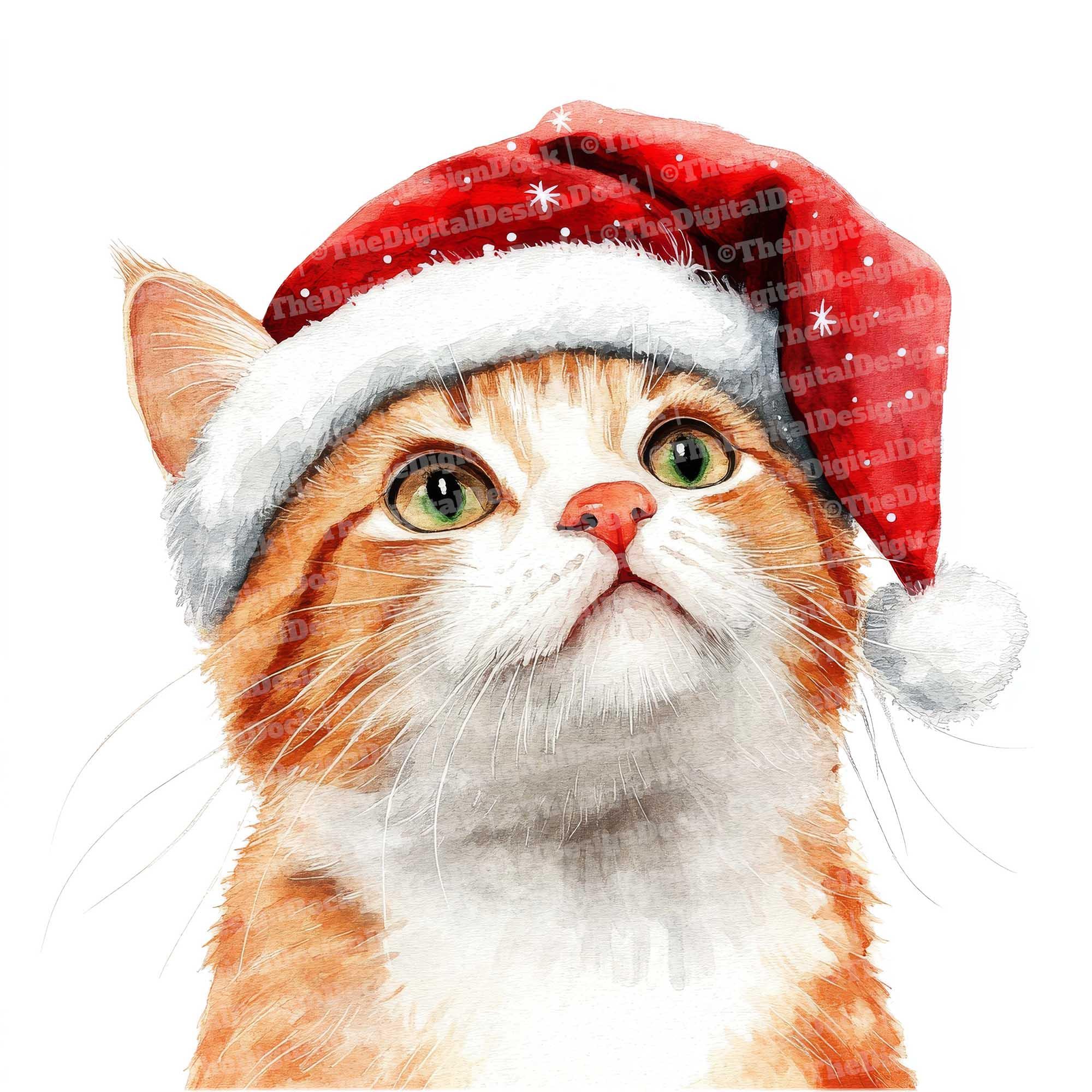 Christmas Cat Clip Art, 12x Santa Cat Watercolor Clipart Set, Printable  Watercolor Clip Art, Paper Crafts, Digital Download, Holiday Bundle - Etsy, image size:2000x2000