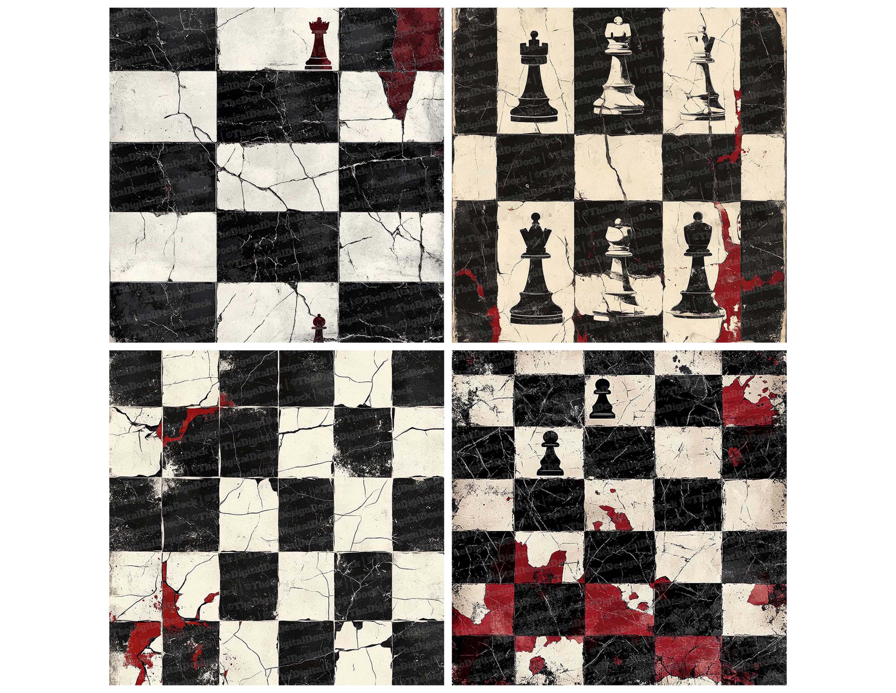 12x Grunge Chess Junk Journal Paper, Vintage Game Digital Paper Pack ...