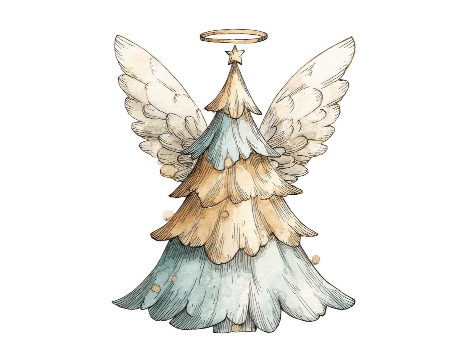 Angel Tree Icon Angel Christmas Tree PNG Clipart, 12x Winged Holiday Trees Clip Art Set ...
