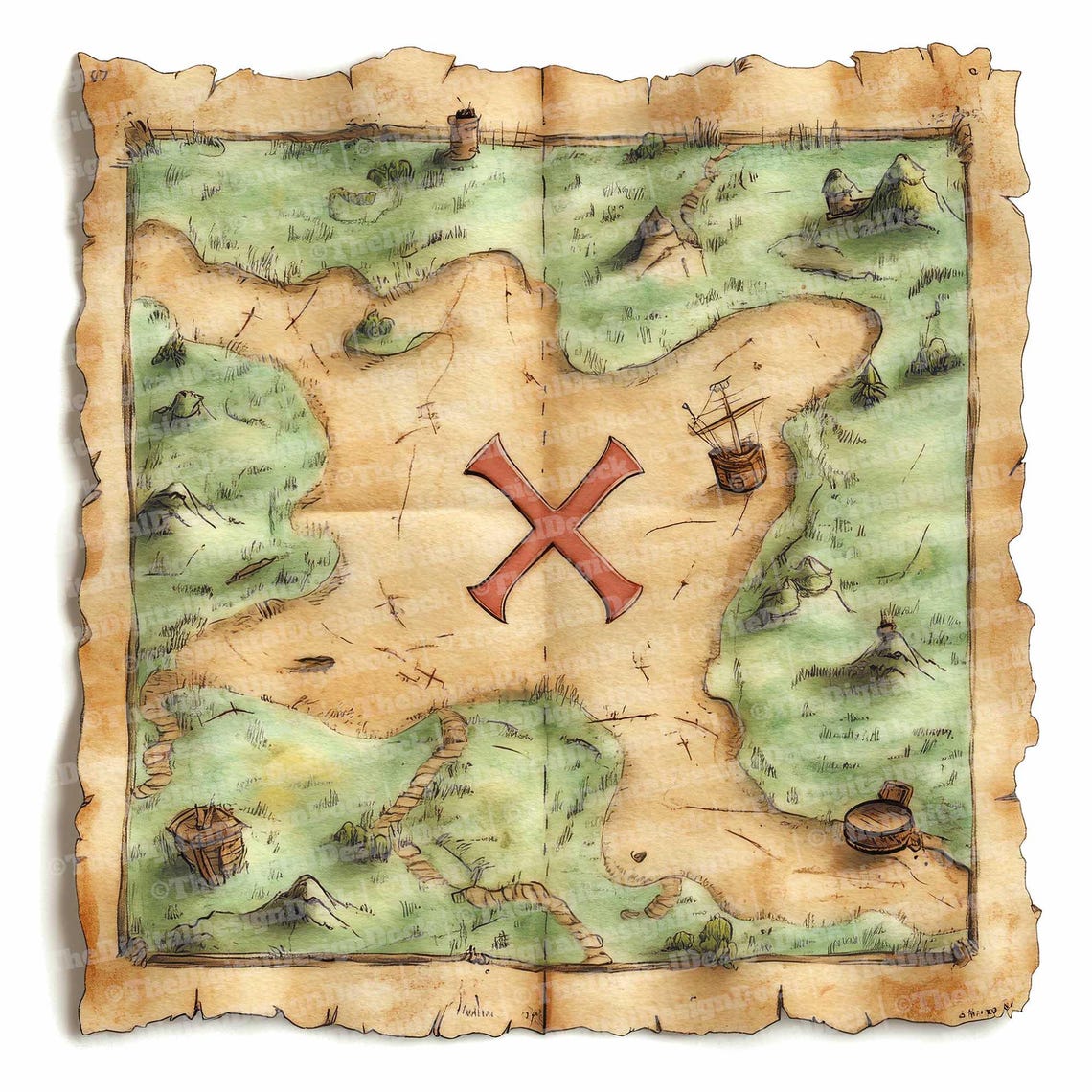 Imágenes prediseñadas de mapas del tesoro, conjunto de 12 imágenes ...