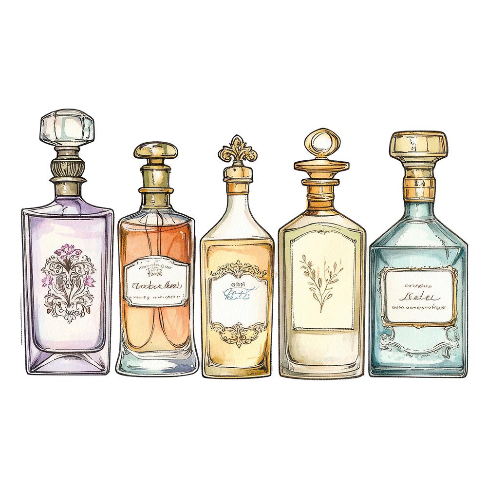 Antique Perfume Bottle PNG Clipart, 12x Vintage Apothecary Clip Art Set ...