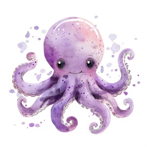12x Oktopus Kraken Clipart, Wasserfarben Clipart zum ausdrucken, Wasserfarben Clipart, Wand Kunst, Papierhandwerk, Digitaler Download, Junk Journals