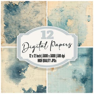 12x Wetter Spirale Junk Journal Papier Vintage Wissenschaft Digitales Papier Pack Hochwertige JPGs Distressed Texture Scrapbook Papier Download
