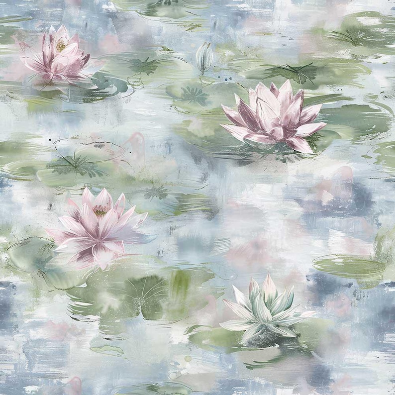 12x Monet Inspired Junk Journal Paper, Water Lily Digital Paper Pack ...