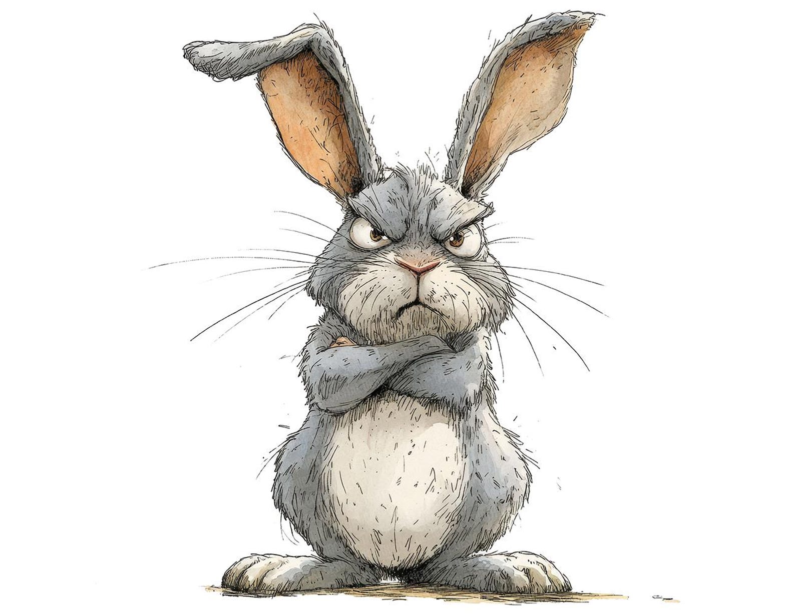 Grumpy Rabbit PNG Clipart, 12x Angry Bunny Clip Art Set, Printable ...