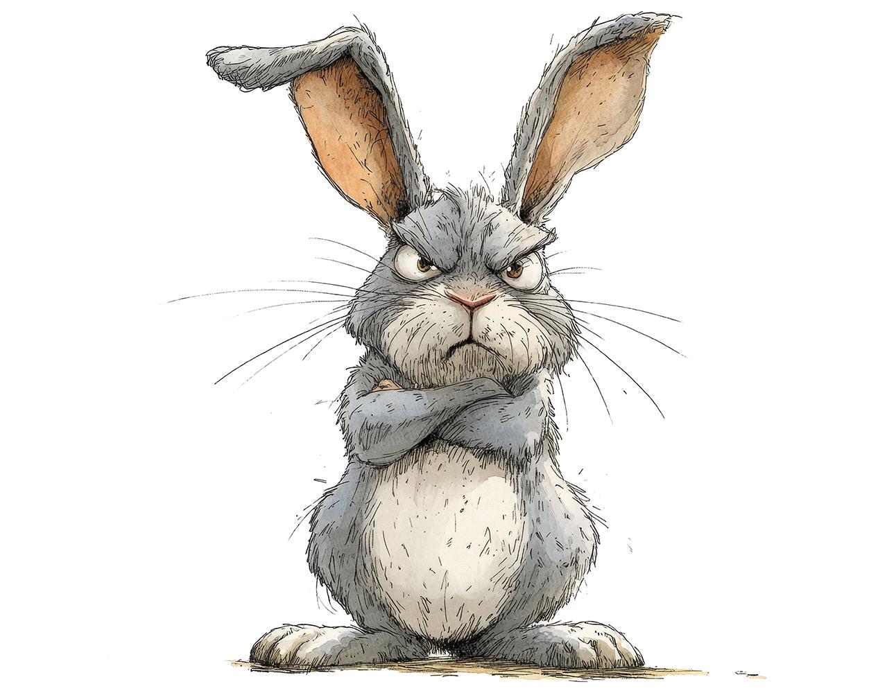 Grumpy Rabbit PNG Clipart, 12x Angry Bunny Clip Art Set, Printable ...