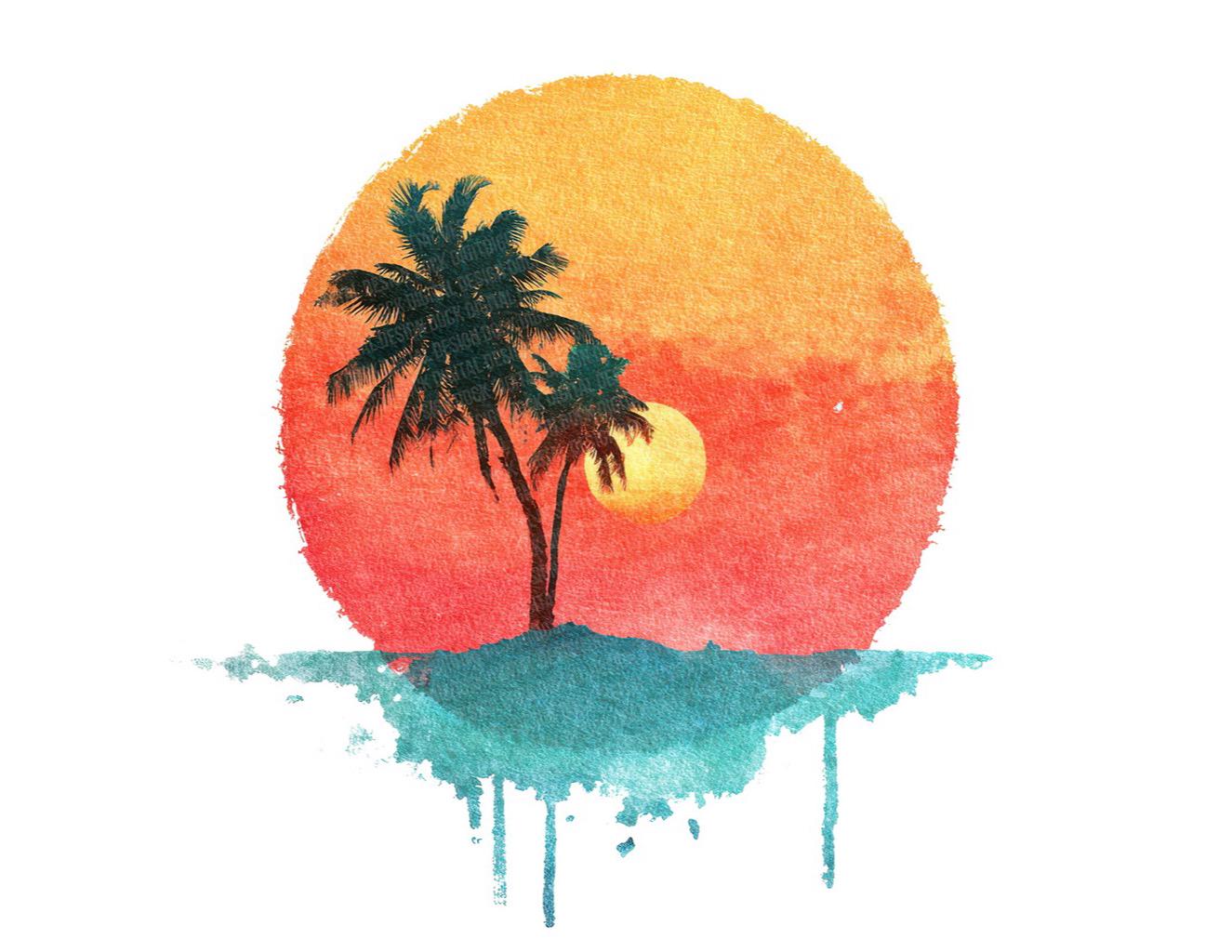 Tropical Sunset PNG Clipart, 12x Palm Tree Beach Clip Art Set,printable ...