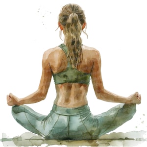 12 Clipart di pose di Pilates, Clipart di donna che fa esercizi con acquerello, Clipart stampabili, Artigianato di carta, Arte murale, Download digitale, Diari spazzatura
