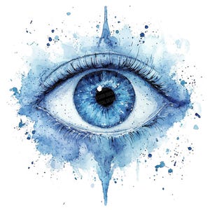 12x Aquarell Evil Eye Clipart, Mystic Eye Clip Art, digitaler Download PNG, Papiermodelle, spirituelle Clip Art, Junk Journal