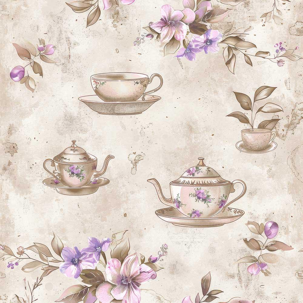12x Vintage Tea Set Junk Journal Paper, Floral Digital Paper Pack ...