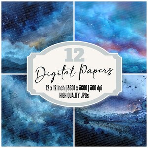 12 x Cosmic Blur Inkt Junk Journal Paper Digital Paper Pack Hoge kwaliteit JPG's Sterrenhemel Achtergrond Scrapbook Afdrukbaar papier Digitale Download