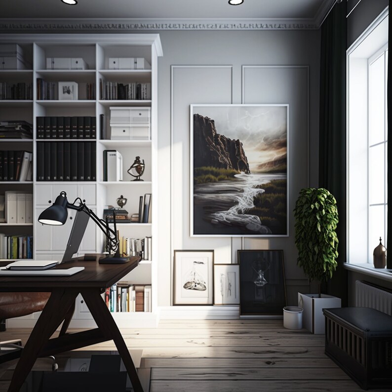 Modern Home Office Zoom Background Etsy