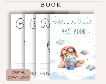 Editable ABC Book, Baby Shower Game, Editable Alphabet Coloring Book Baby's First ABC Book Floral Baby Shower Coloring Pages