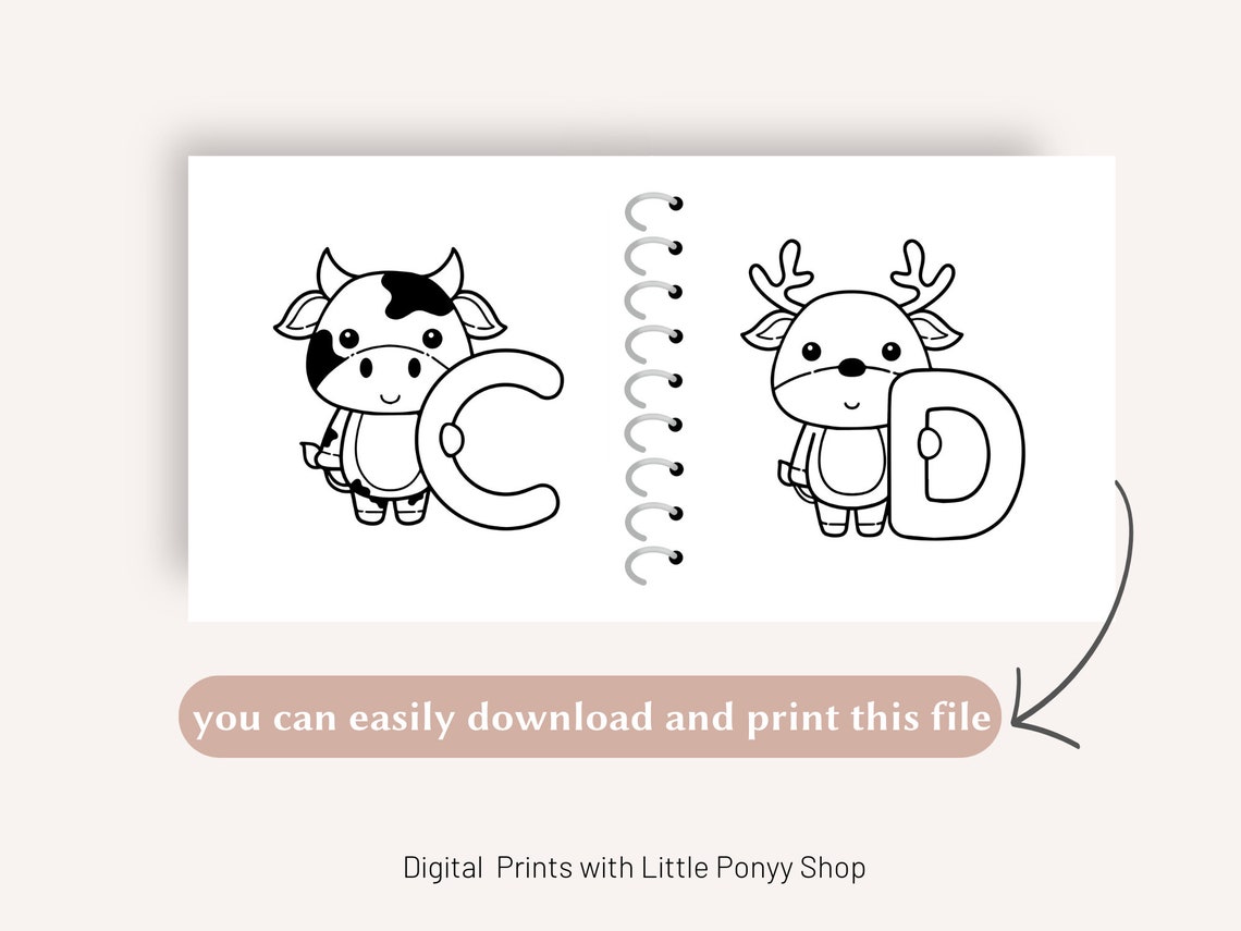 ABC Coloring Book Alphabet Book Baby Shower Alphabet - Etsy